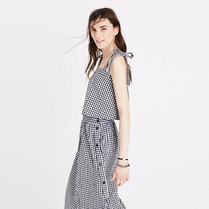 Madewell Tie-strap Tank Top In Gingham Check