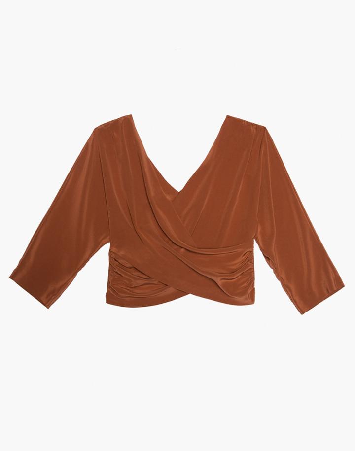 Madewell The Great Eros Silk Loutro Wrap Button-back Top
