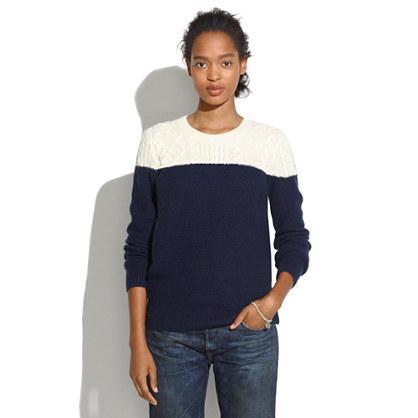 Madewell Colorblock Cableknit Sweater