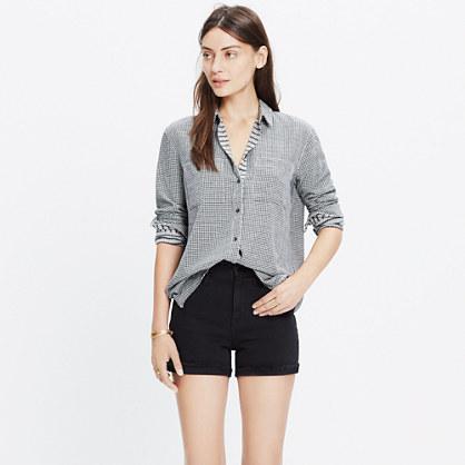 Madewell Oversized Boyshirt In Mini Gingham Check