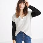 Madewell Warmlight V-neck Pullover Sweater In Colorblock