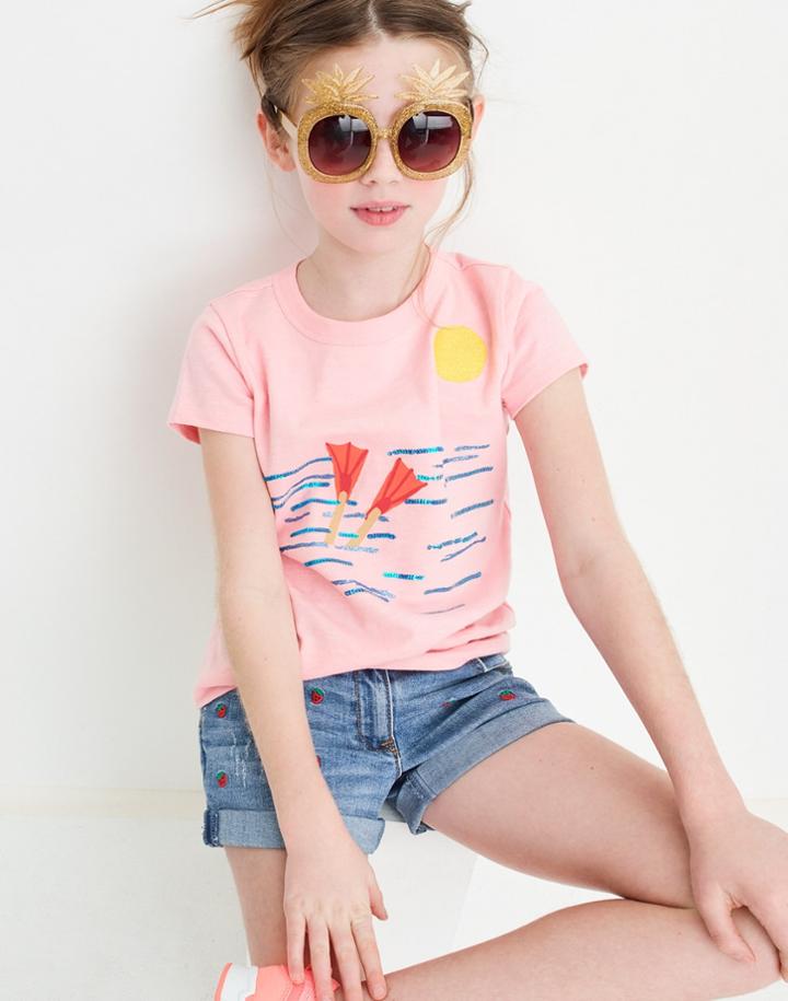 Madewell Madewell X Crewcuts Kids' Strawberry Embroidered Jean Shorts