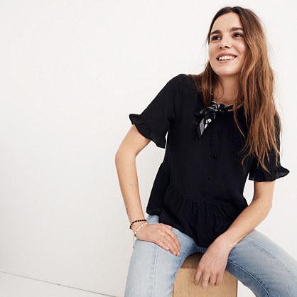 Madewell Silk Studio Ruffle-hem Top