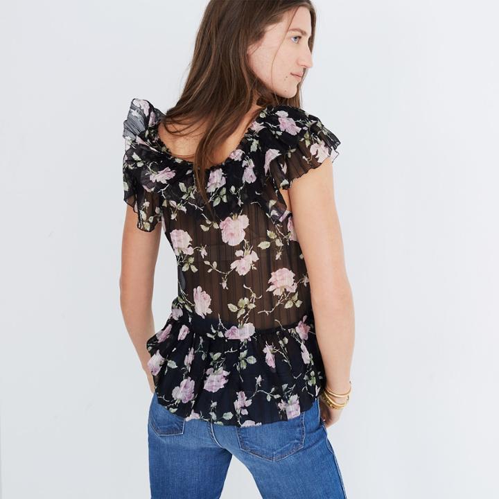 Madewell Ulla Johnson Silk Flora Ruffled Top
