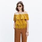 Madewell Eyelet Balcony Off-the-shoulder Top In Mystic Yellow