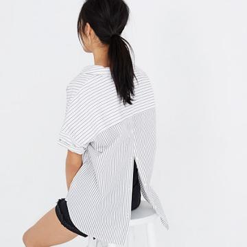 Madewell Courier Button-back Shirt In Stripe-play