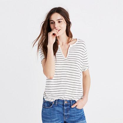 Madewell Anthem Split-neck Tee In Selby Stripe