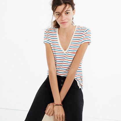 Madewell Whisper Cotton V-neck Pocket Tee In Brion Stripe