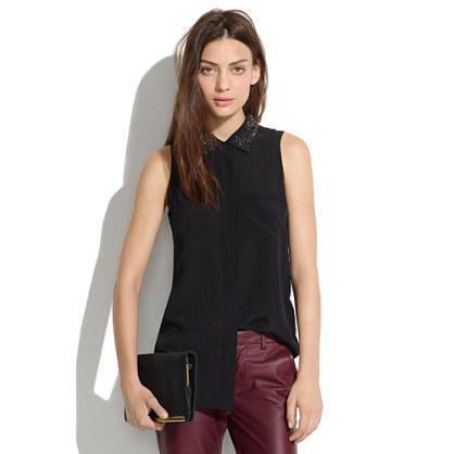 Madewell Silk Twinklelight Collar Tank