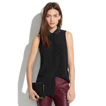 Madewell Silk Twinklelight Collar Tank