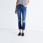 Madewell Cali Demi-boot Jeans In Donovan Wash: Knee-rip Edition