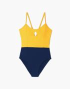 Madewell Summersalt Swan Dive One-piece Swimsuit In Blue
