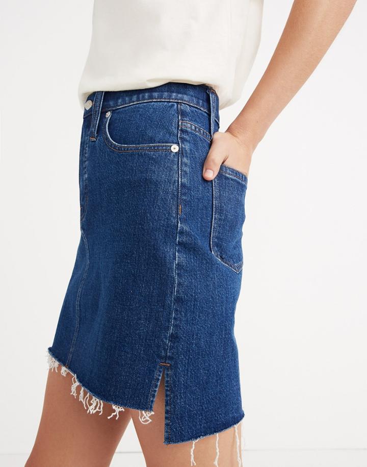 Madewell Stretch Denim Straight Mini Skirt: Step-hem Edition