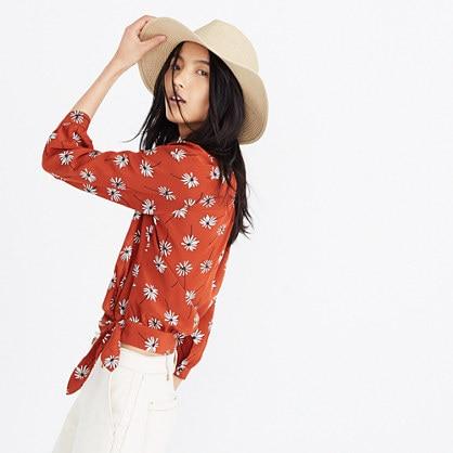 Madewell Silk Wrap Top In Fresh Daisies