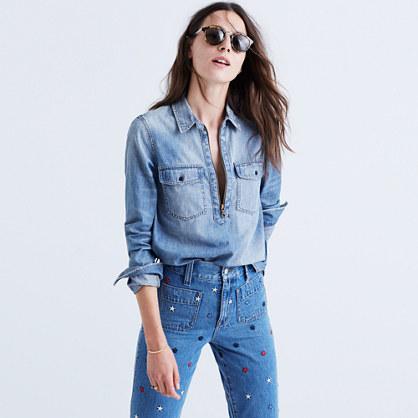 Madewell Denim Zip-front Popover Shirt