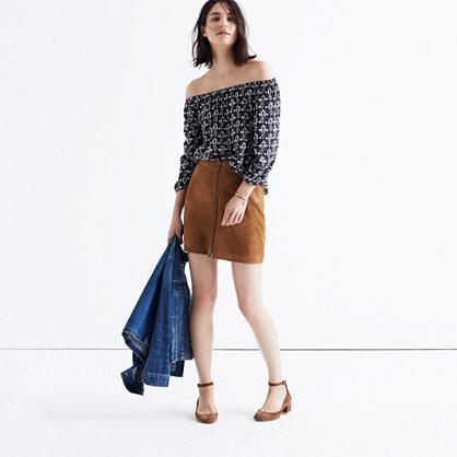 Madewell Suede Zip Mini Skirt