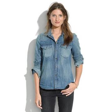 Madewell Western Jean Shirt In Pond Wash