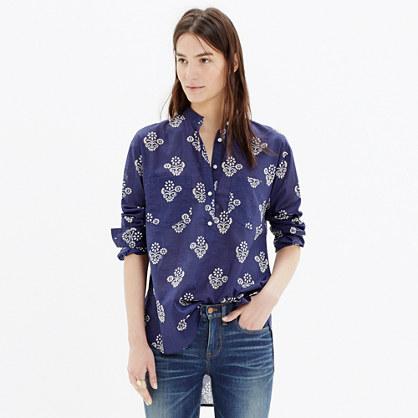 Madewell Collarless Popover Shirt In Flowerstamp