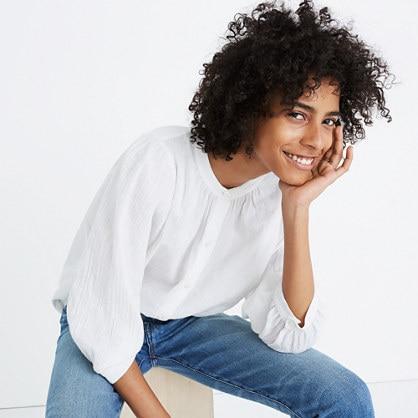 Madewell Shimmer Stripe Peasant Top