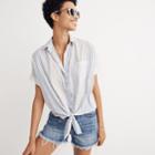 Madewell Short-sleeve Tie-front Shirt In Rawley Stripe