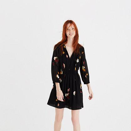 Madewell Painted Floral Tie-neck Dress