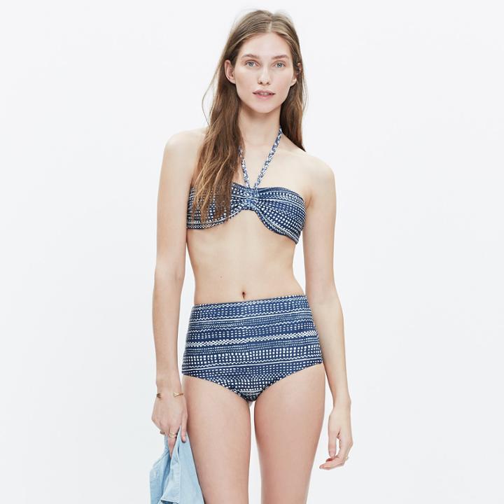 Madewell Mara Hoffman Reversible Braided Bandeau Bikini Top In Peacock Stripe