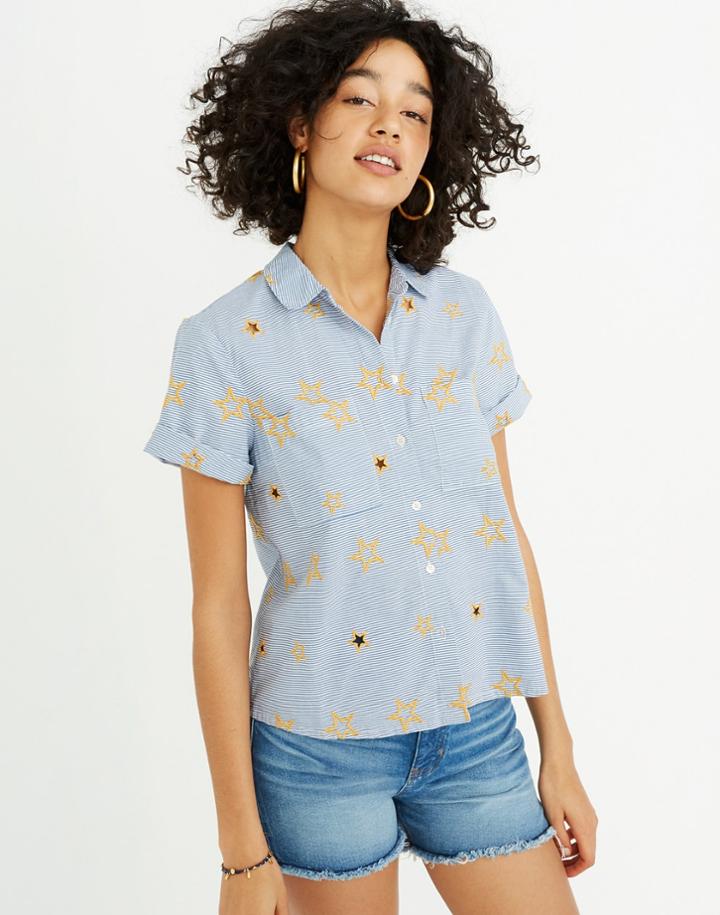 Madewell Star Embroidered Striped Shirt