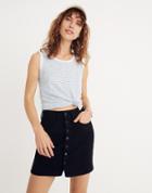 Madewell Button-front Straight Jean Skirt In Black Frost