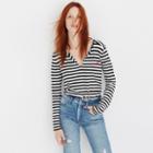 Madewell Embroidered Whisper Cotton Split-neck Tee In Estelle Stripe