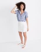 Madewell Stretch Denim Straight Mini Skirt In Tile White: Button-front Edition