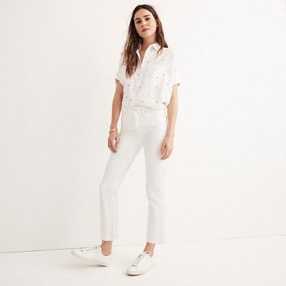 Madewell Cali Demi-boot Jeans In Pure White: Raw-hem Edition
