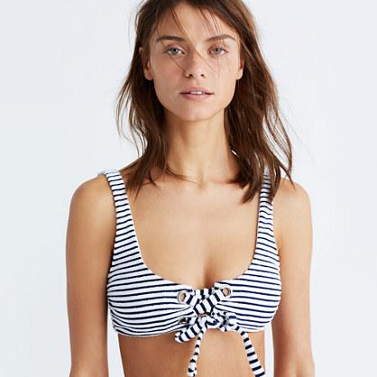 Madewell Mara Hoffman® Lace-up Bikini Top In Navy And White Stripes