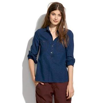 Madewell Chambray Pindot Popover
