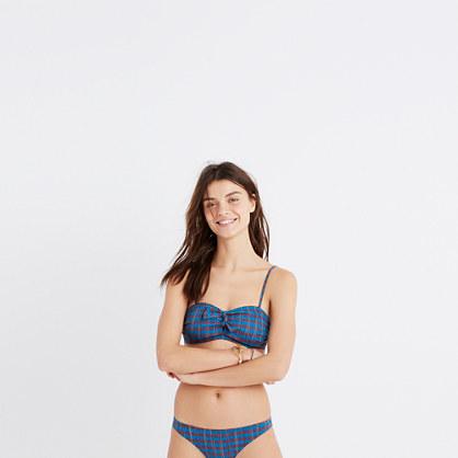 Madewell Pale&trade; Knotted Bandeau Bikini Top In Gingham Check