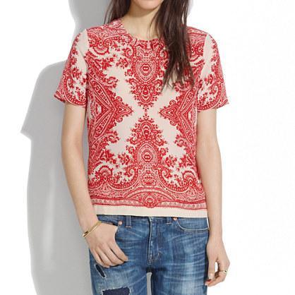 Madewell Silk Tee In Paisley Loop