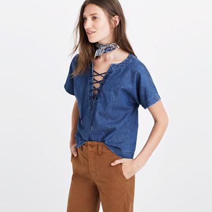 Madewell Denim Lace-up Top