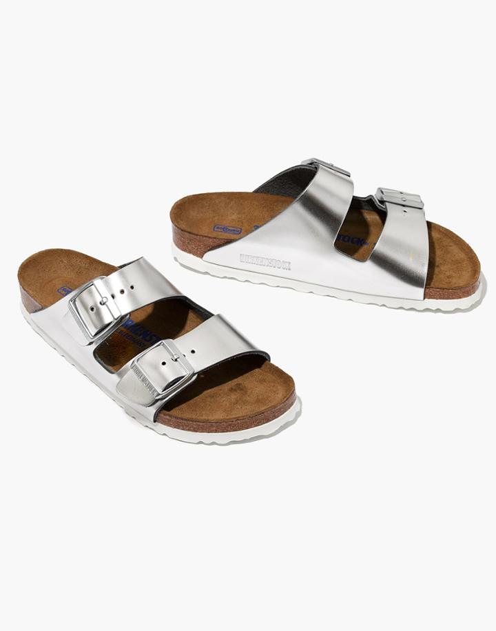 Madewell Birkenstock Arizona Sandals In Silver Leather