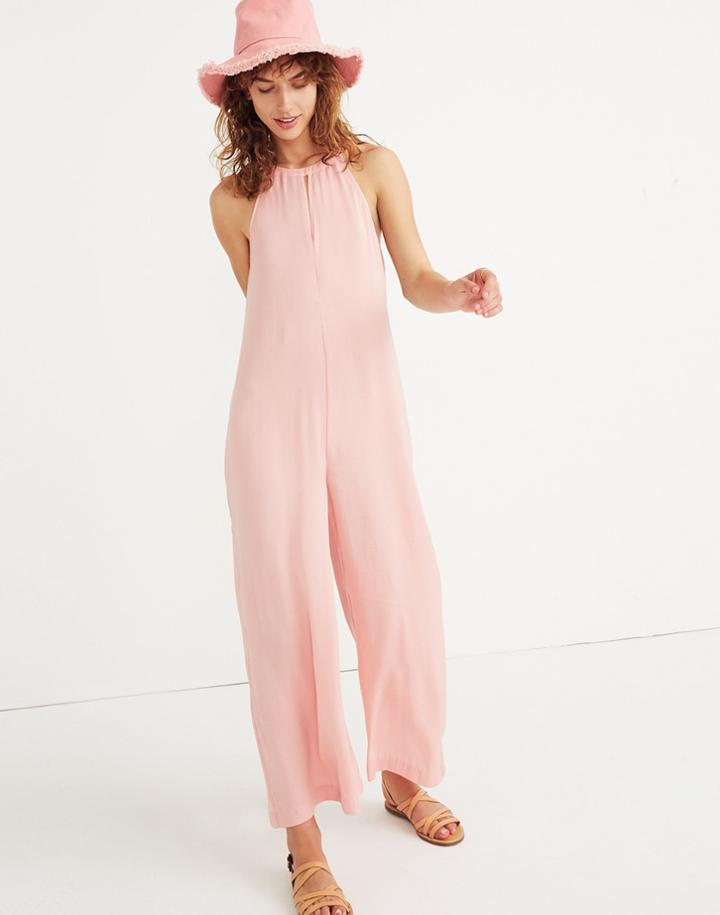 Madewell Keyhole Wide-leg Jumpsuit In Pink Icing