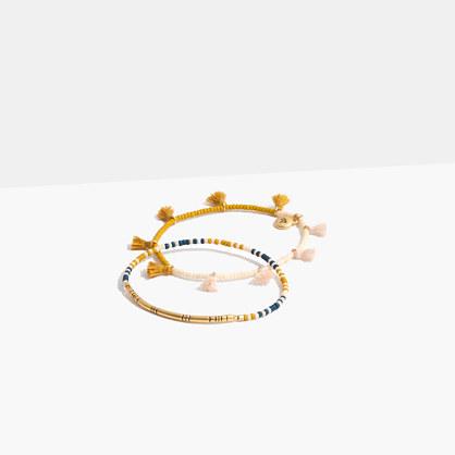 Madewell Two-pack Beaded Tassel Bracelets In Cumin