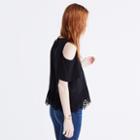Madewell Lace-edged Silk Cold-shoulder Top