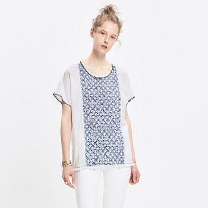 Madewell Indigo-stitch Pom-pom Top
