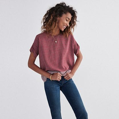 Madewell Silk Premiere Bow-back Tee In Ascot Tile