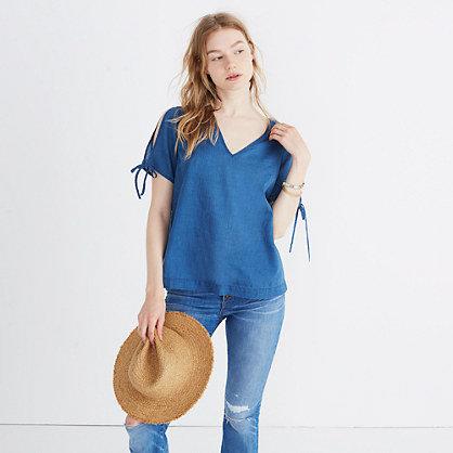 Madewell Indigo Tie-sleeve Top