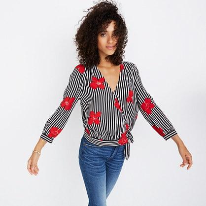 Madewell Wrap Top In Candied Orchids