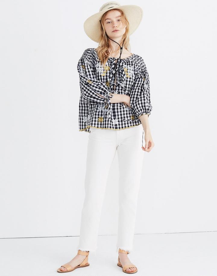 Madewell Innika Choo Smocked Gingham Top