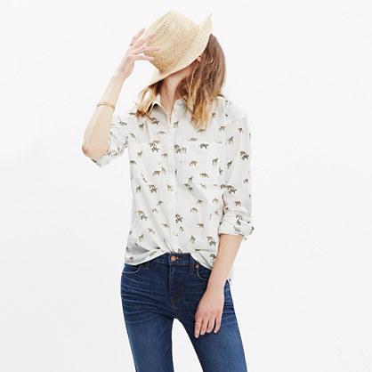 Madewell Shrunken Trapeze Shirt In Cat Walk