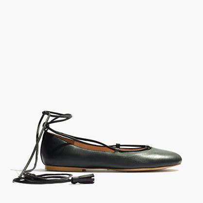 Madewell The Inga Lace-up Flat In Leather