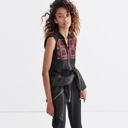 Madewell Embroidered Silk Folkway Jumpsuit