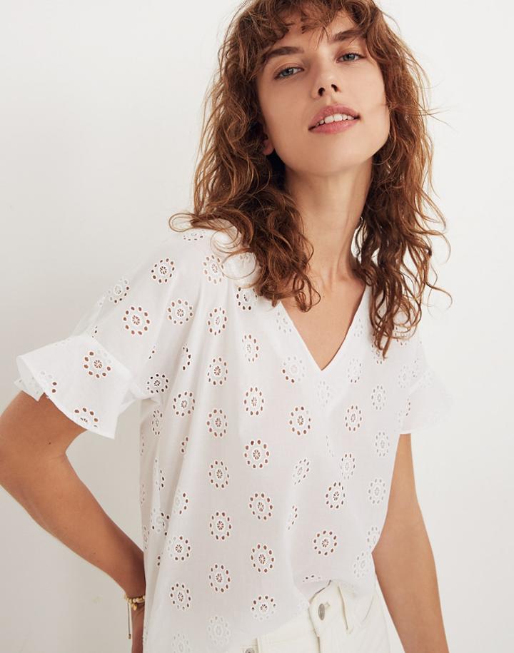 Madewell Eyelet Sundrift Ruffle Top