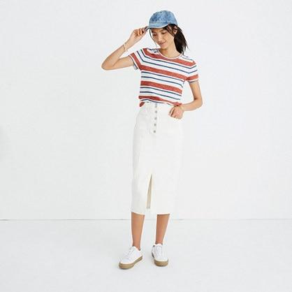 Madewell White High-slit Jean Skirt